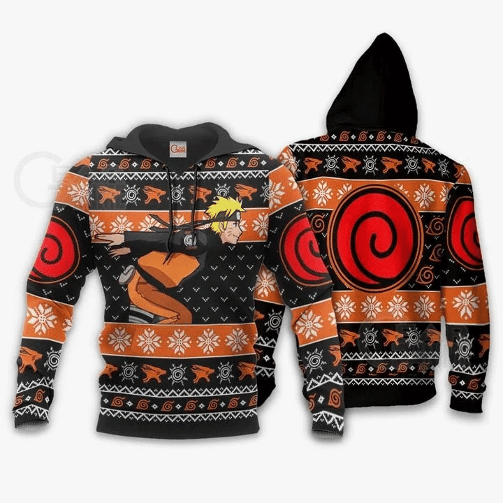 Naruto Running Ugly Christmas Naruto 3d Hoodie Zip Hoodie