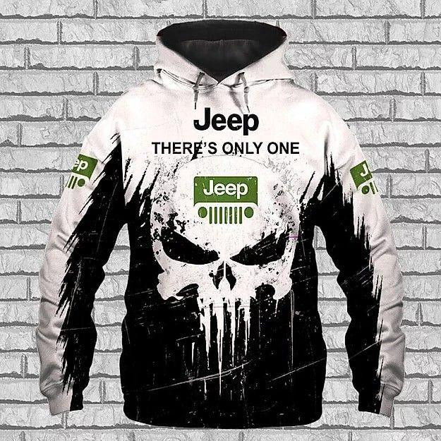 Jeep Love Gift, Jeep Skull Punisher, There's Only One Jeep All Over Print Hoodie