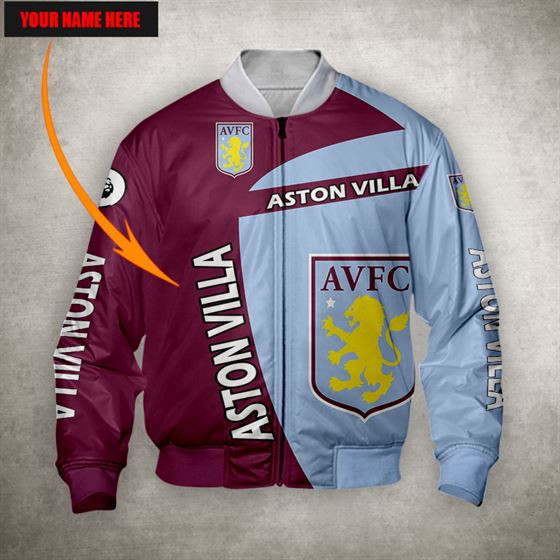 Aston Villa FC Custom Name Claret Blue Bomber Jacket