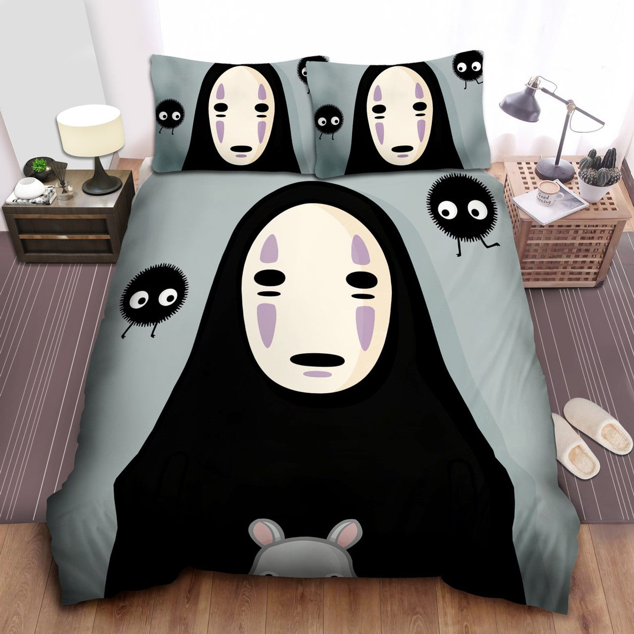 SGhibli Bedding Set Spirited Away No-Face The Soot Sprites Duvet Covers