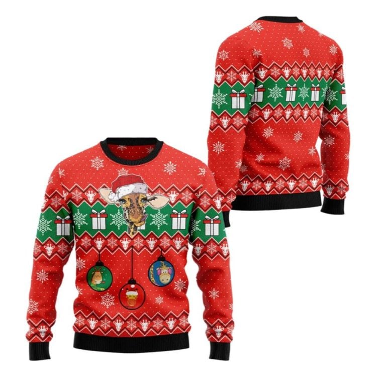 2025 Christmas Dachshund Ugly Lovely Giraffe Sweater