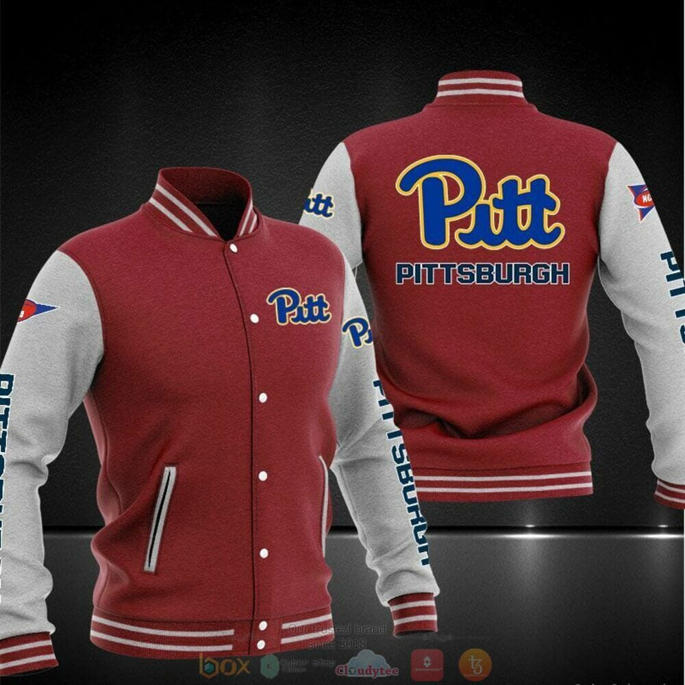 Pittsburgh Panthers Red Grey Baseball Jacket