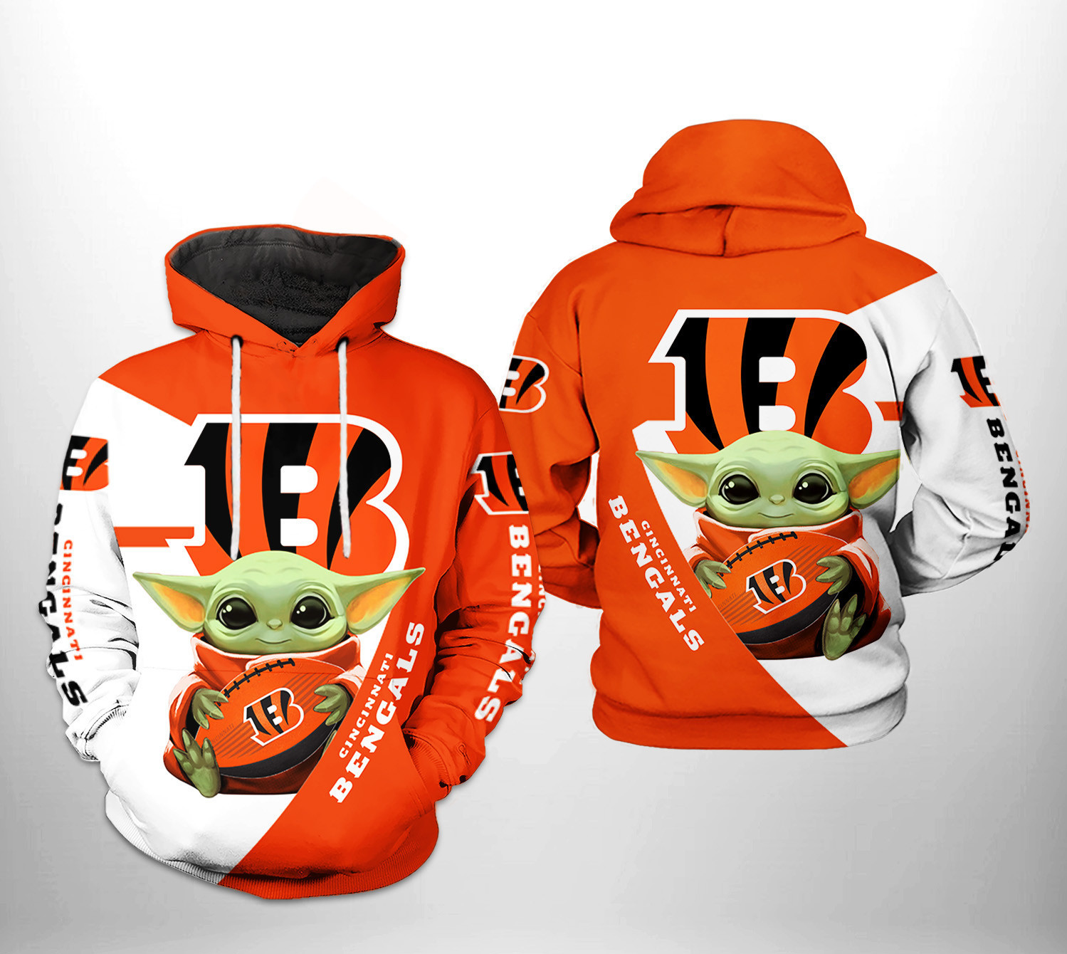 Cincinnati Bengals Baby Yoda Team 3D All Over Print Hoodie & Zip Hoodie