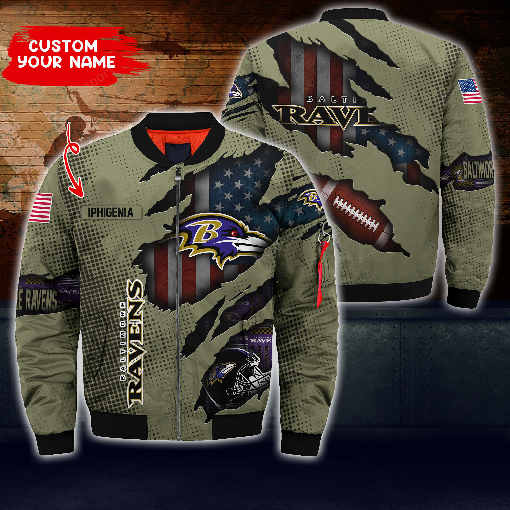 Baltimore Ravens Personalized Thick Bomber Jacket CS42