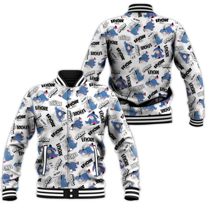 Shades Of Eeyore Pattern Baseball Jacket