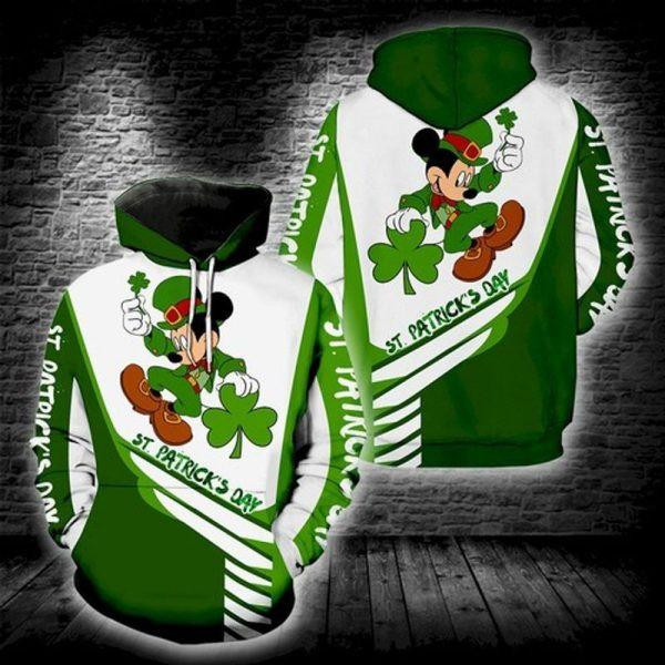 Irish St Patrick's Day Green Mickey Mouse Shamrock Gifts, Mickey All Over Print Hoodie