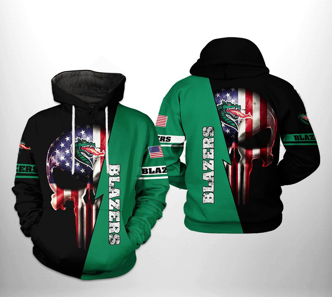 UAB Blazers US Flag Skull 3D All Over Print Hoodie & Zip Hoodie