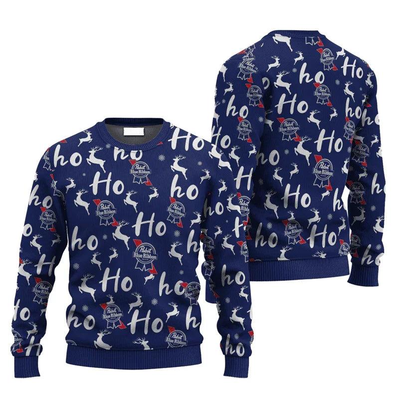 Pabst Blue Ribbon HoHoHo Ugly Christmas Sweater