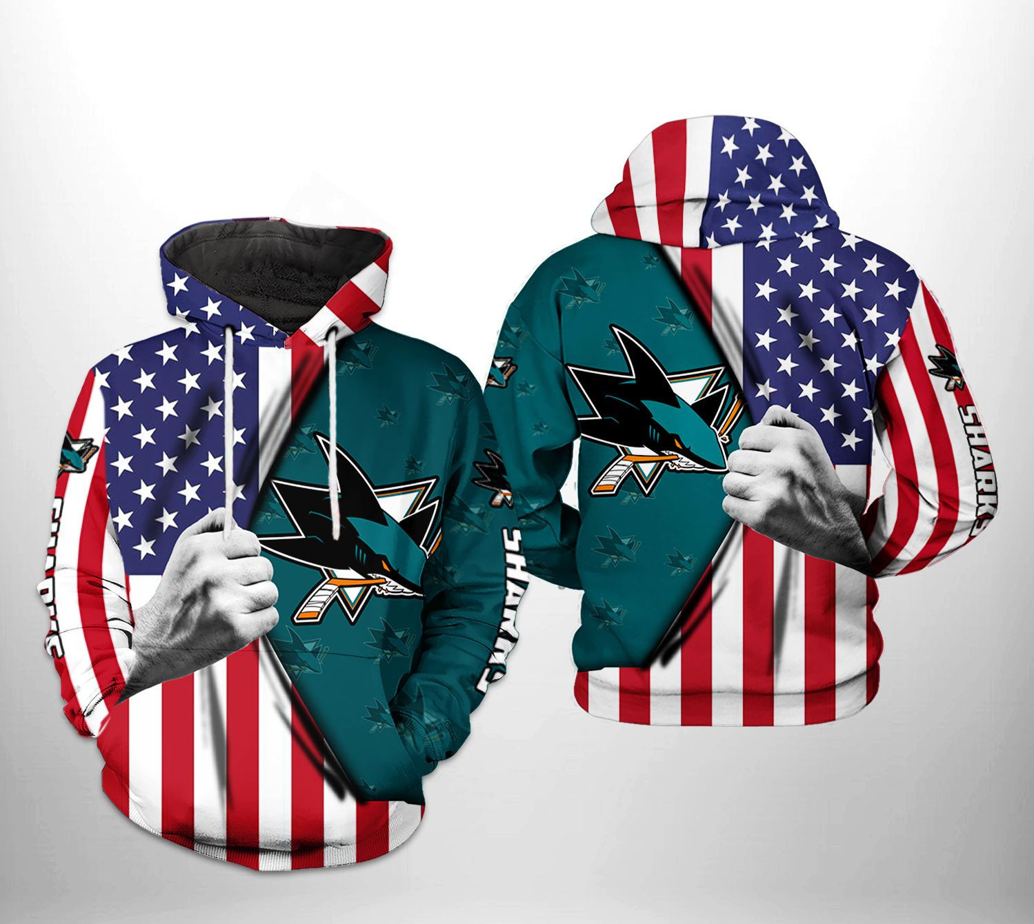 San Jose Sharks US FLag 3D All Over Print Hoodie & Zip Hoodie