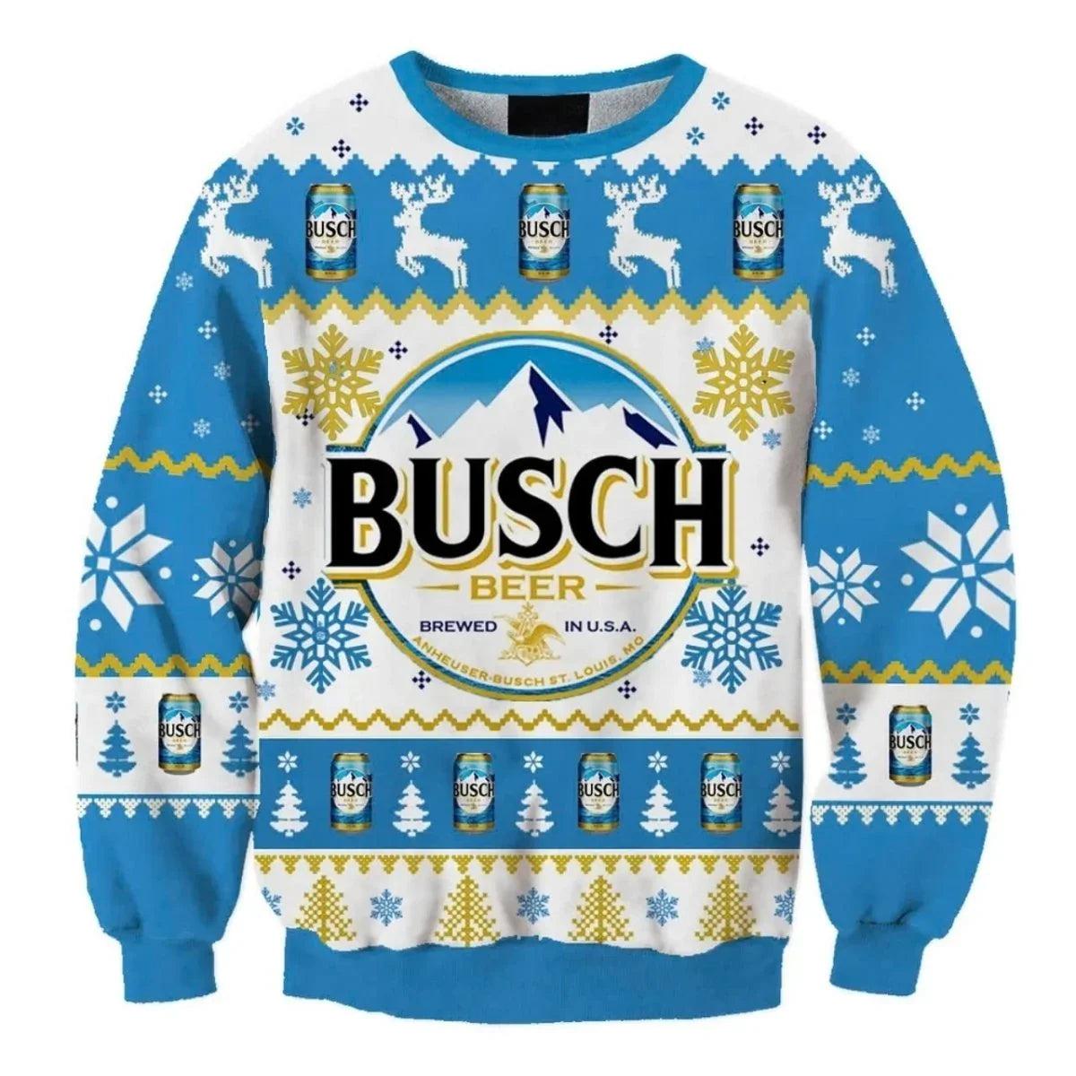 Busch Light Christmas Snowflakes Ugly Christmas Sweater