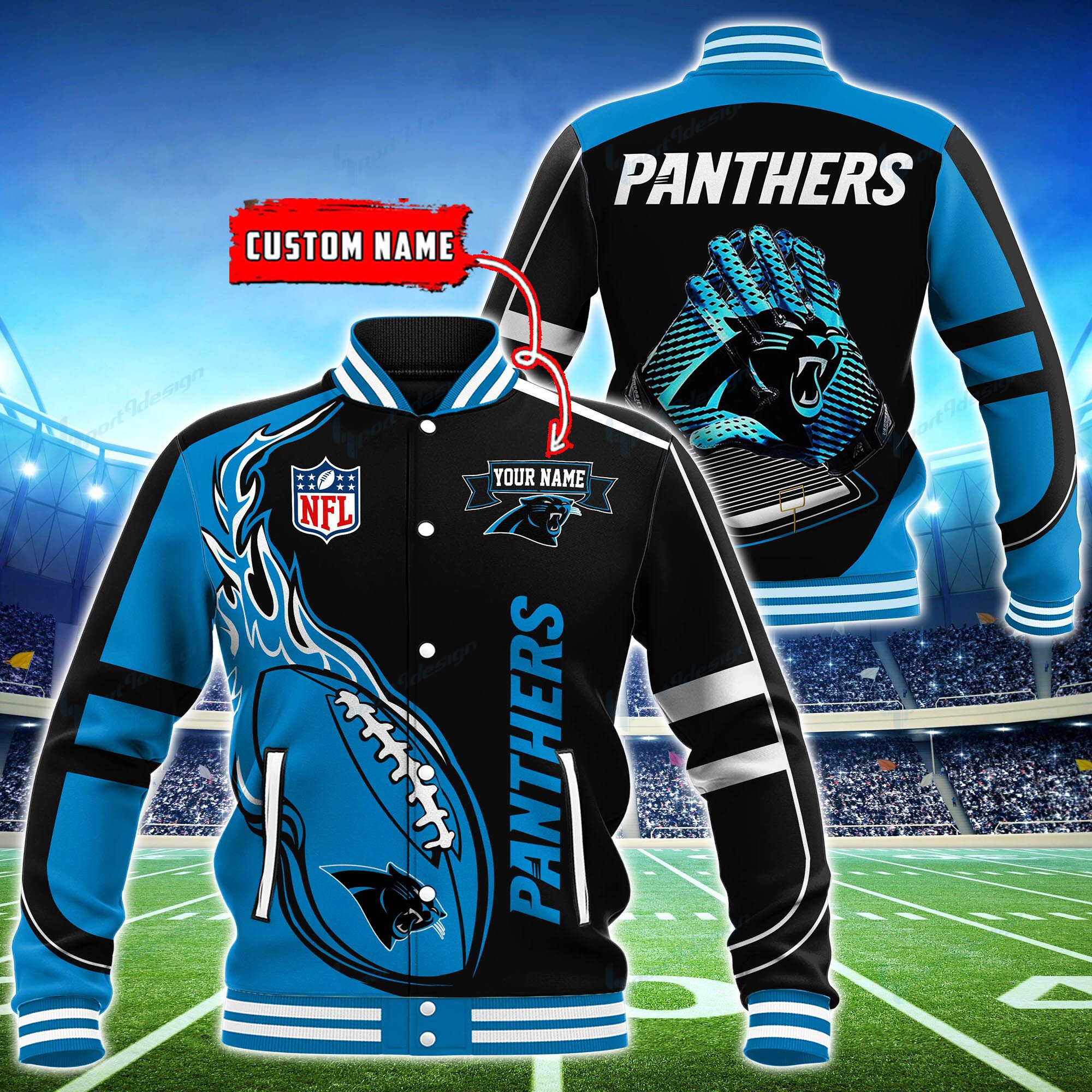 Carolina Panthers Personalized Baseball Jacket BG05
