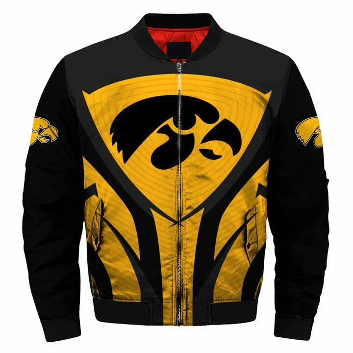 Iowa Hawkeyes Gold Black Bomber Jacket V5