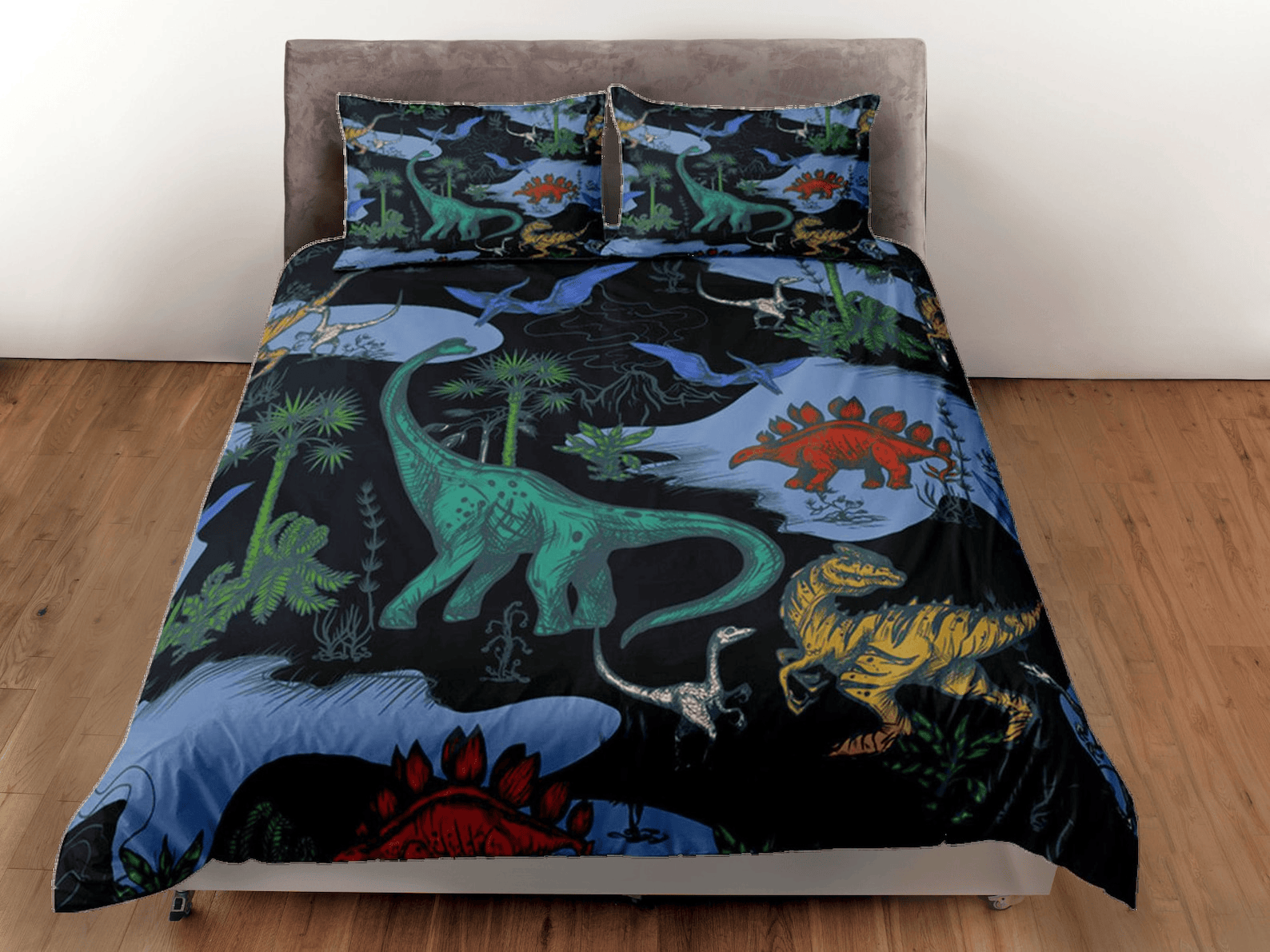 Dinosaur Bedding Set Pre Hiistoric Era Dinosaurs Duvet Covers Black