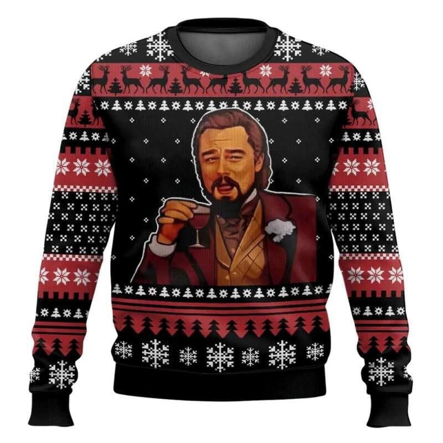 Retro Leonardo Dicaprio Meme Ugly Christmas Sweater