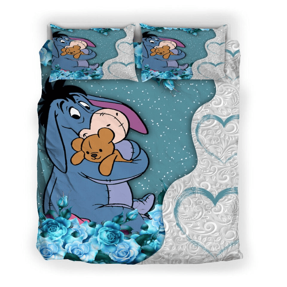 WTP Bedding Set DN Eeyore Hugging Teddy Bear Duvet Covers White