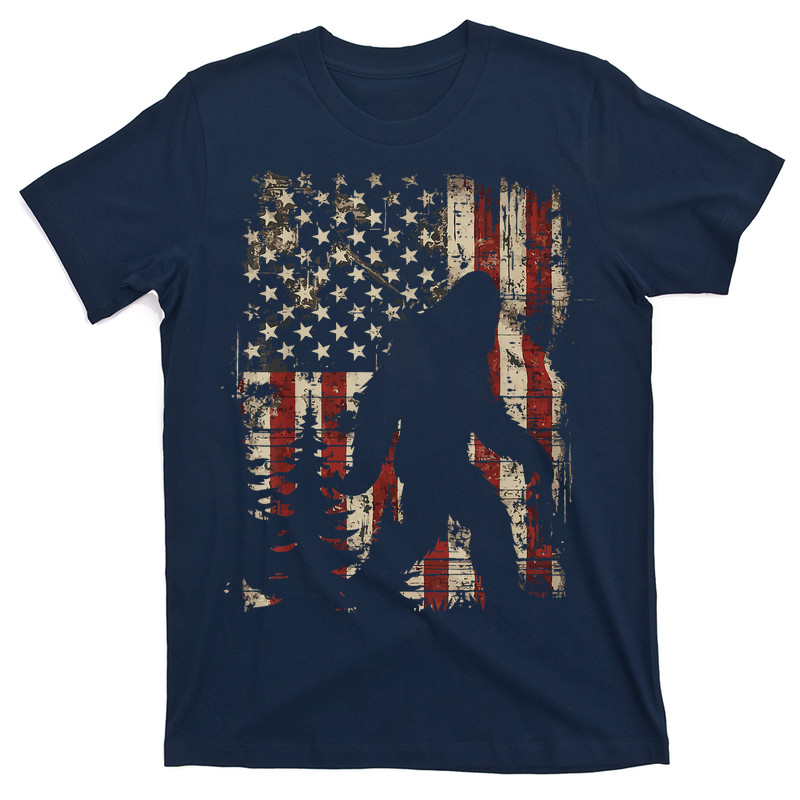 Bigfoot Sasquatch America Flag T-Shirt