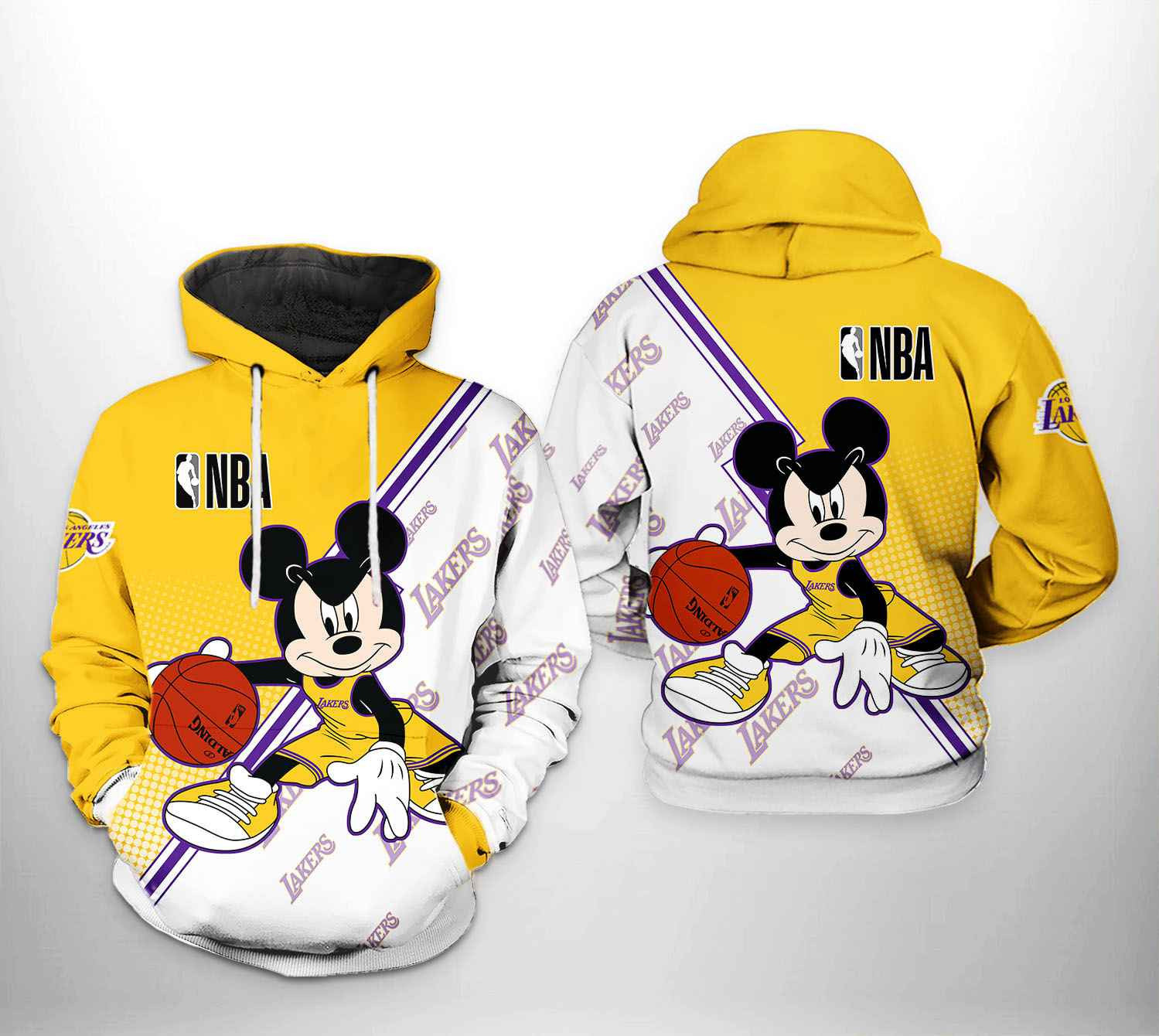 Los Angeles Lakers Mickey 3D All Over Print Hoodie & Zip Hoodie
