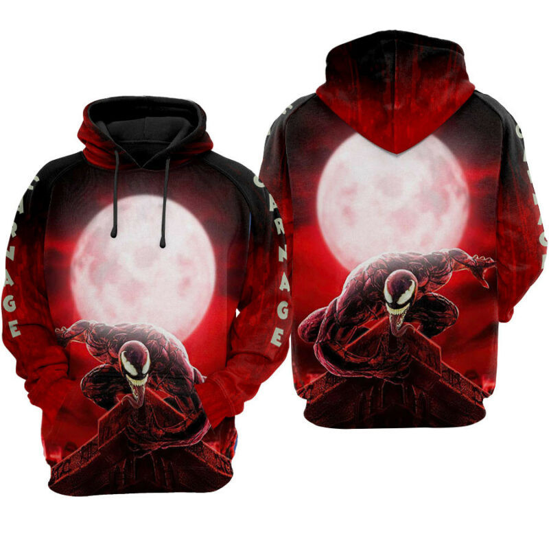 Venom Carnage Marvel Black Red Background Hoodie Zip Hoodie