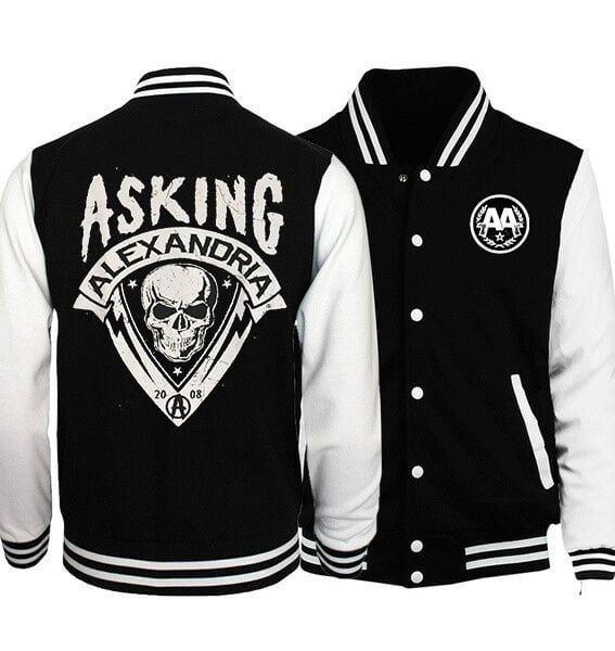 Asking Alexandria Skull Shield Baseball Jacket Sweatshirt