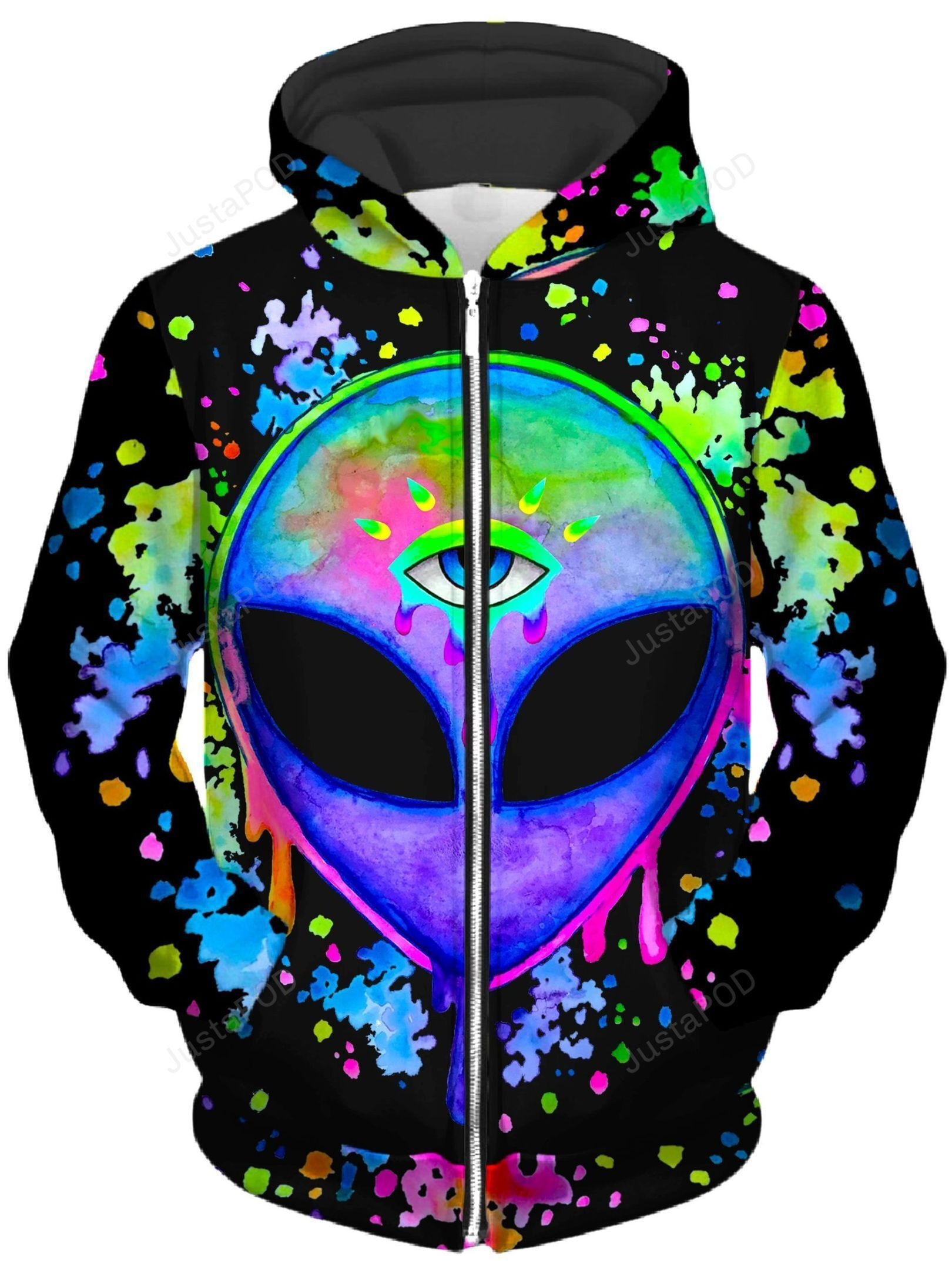 Splatter Alien Unisex Zip-Up 3D All Over Print Hoodie & Zip Hoodie