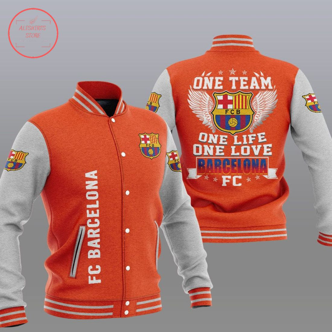 FC Barcelona Orange One Team Baseball Jacket