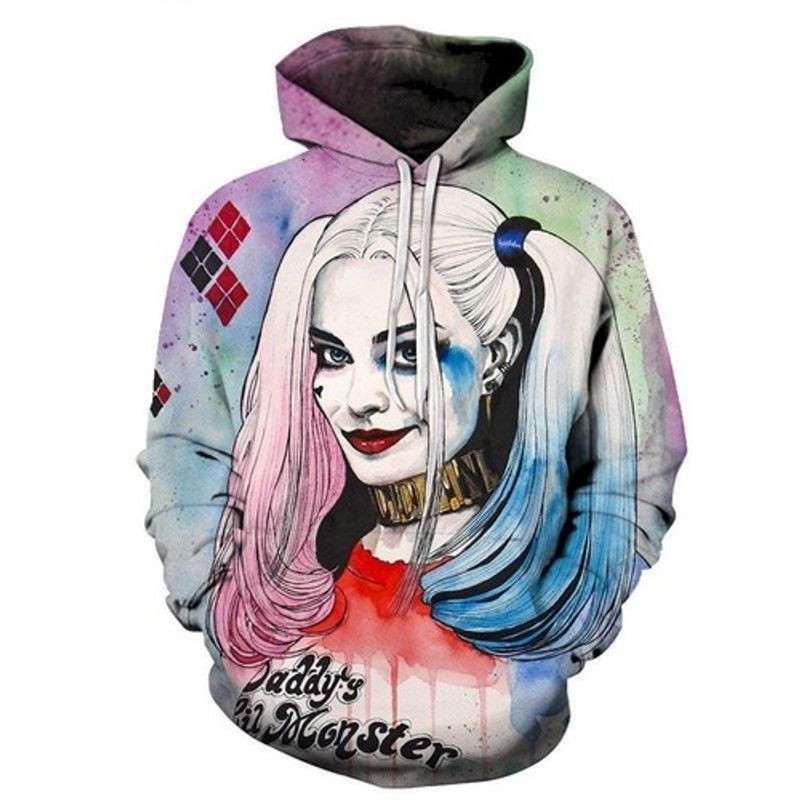 Harley Quinn Dc Comics Batman Over Print 3d Hoodie Zip Hoodie