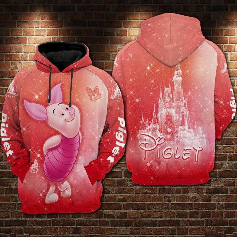 Piglet Cartoon Winnie The Pooh Disneyland Over Print 3d Hoodie