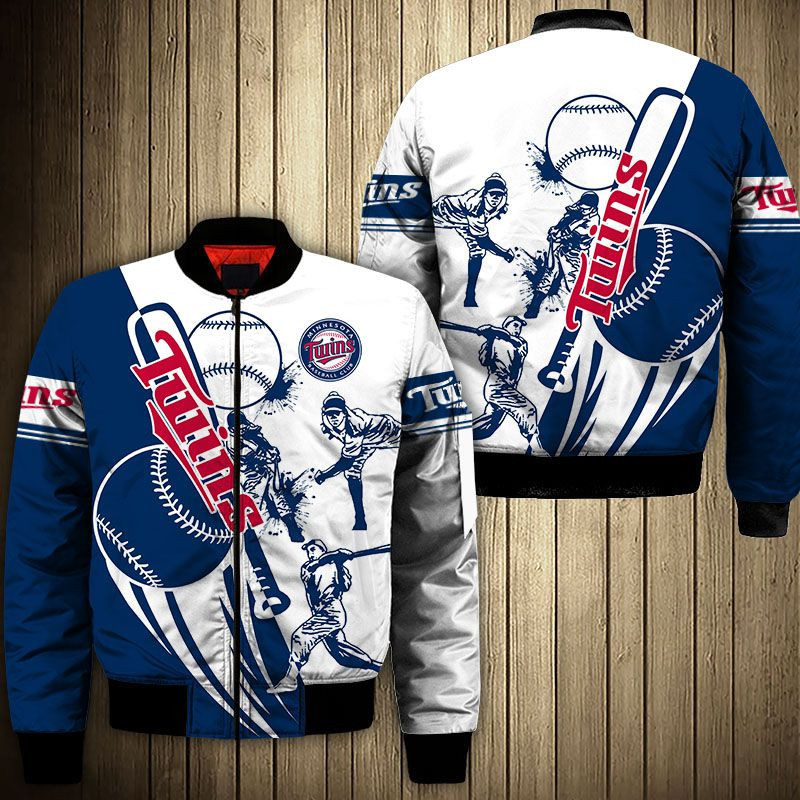 Minnesota Twins White Blue Bomber Jacket