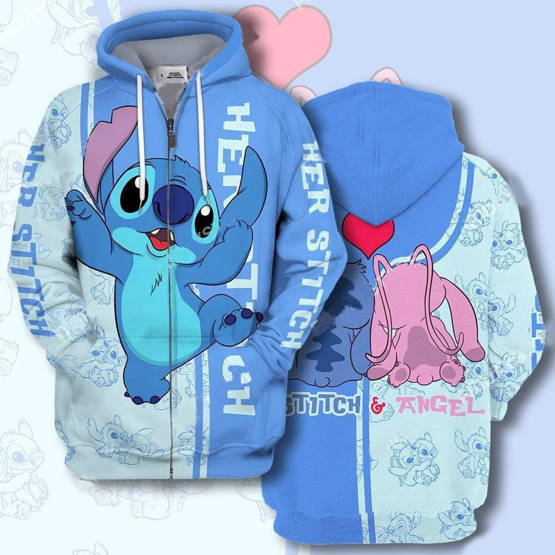Las Her Stitch Adorable Couple All Over Print 3d Hoodie Zip Hoodie