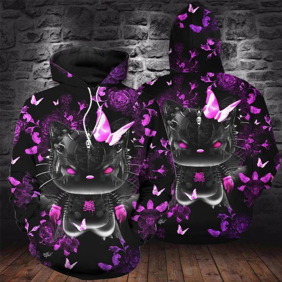 Hello Kitty Butterfly 3D All Over Print Hoodie & Zip Hoodie