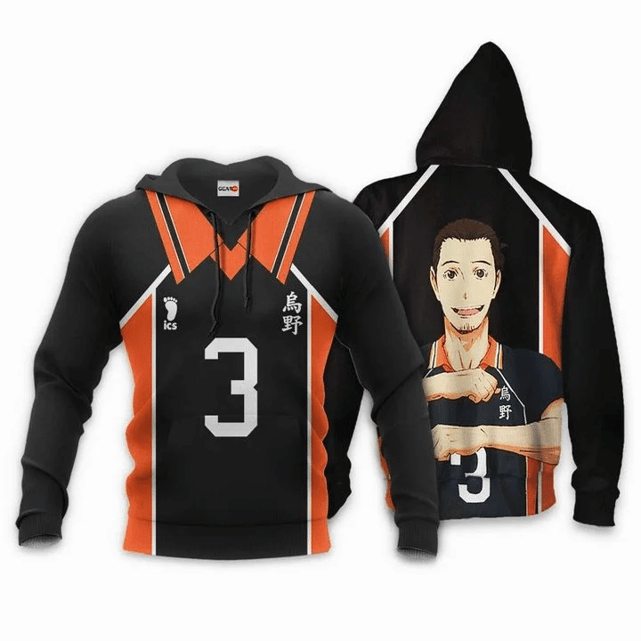 Asahi Azumane Karasuno Haikyuu Number 3 3d Hoodie Zip Hoodie