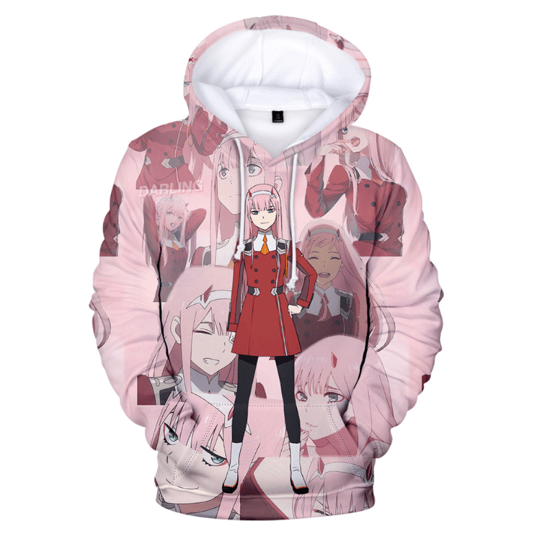 Darling In The Franxx Hoodie Zero Two Faces Pink Hoodie Anime 3d Hoodie Zip Hoodie