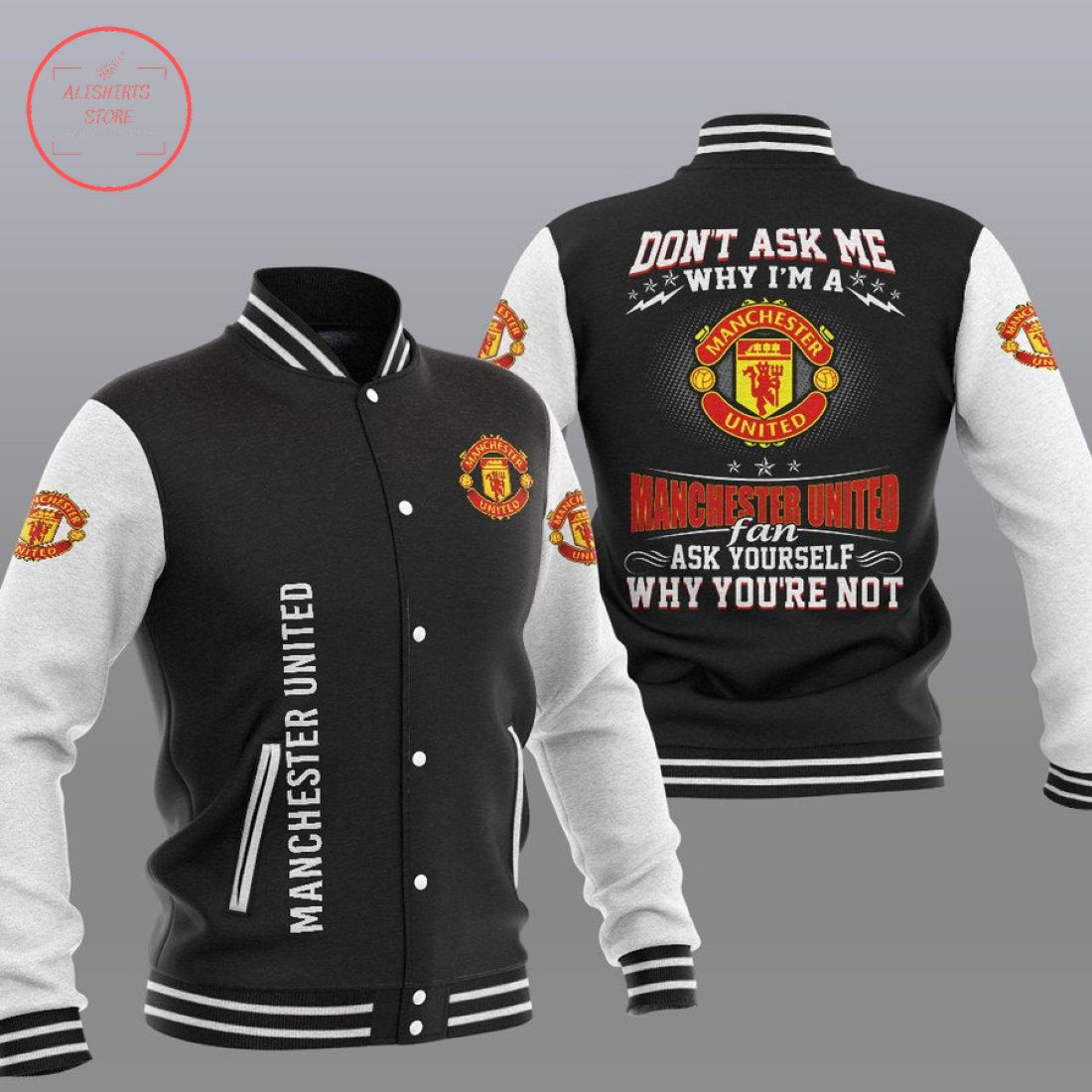 Manchester United Black Don't Ask Me Baseball Jacket