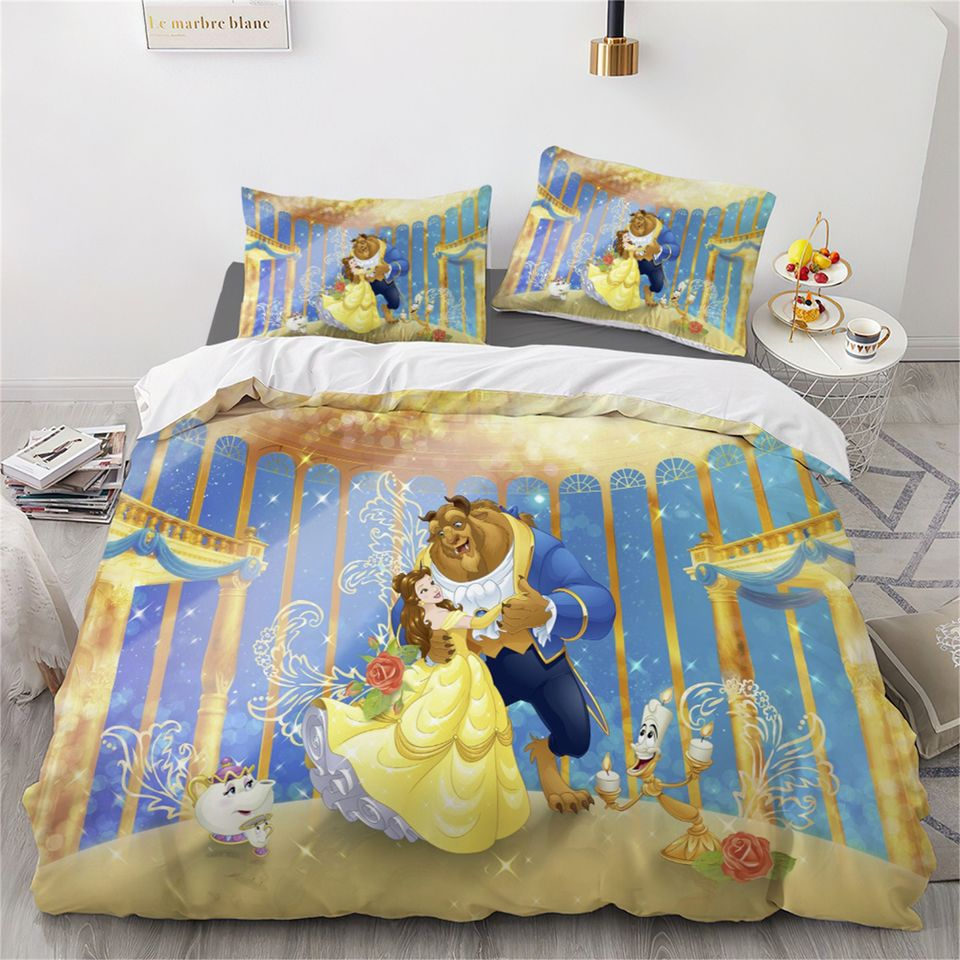 Beauty And The Beast Bedding Set Beauty And The Beast Dacing Scene Duvet Covers Yellow