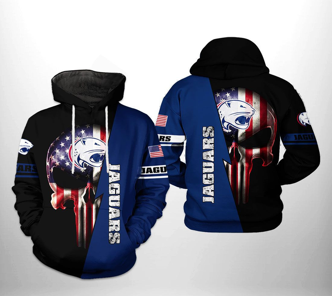 South Alabama Jaguars US Flag Skull 3D All Over Print Hoodie & Zip Hoodie