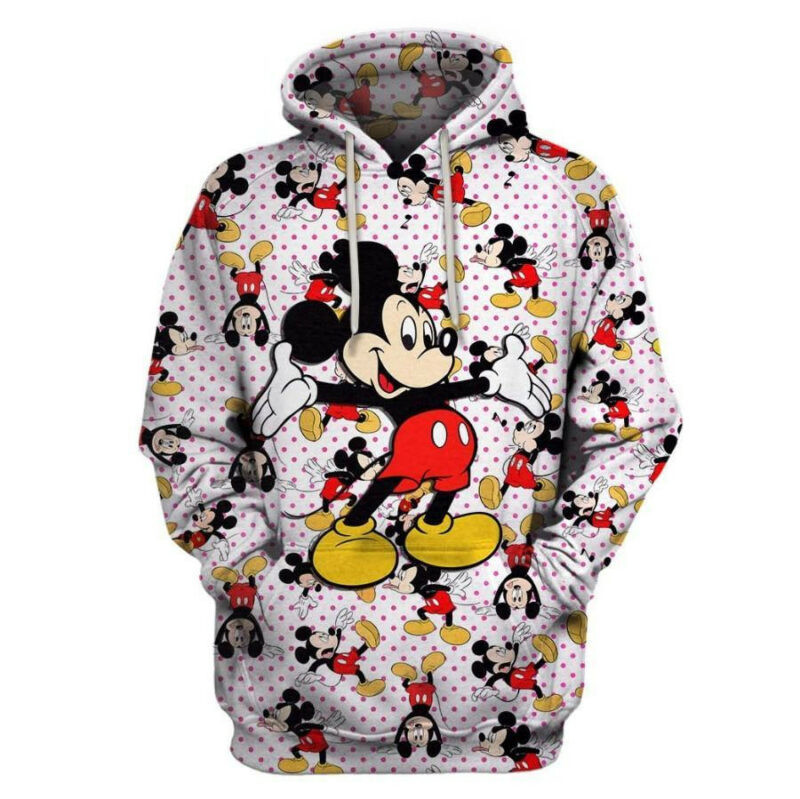 Mickey Mouse Pattern Dots White 3d Hoodie Zip Hoodie