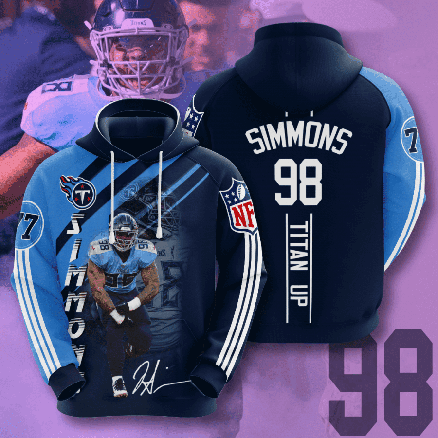 Tennessee Titans Jeffery Simmons 3D All Over Print Hoodie & Zip Hoodie