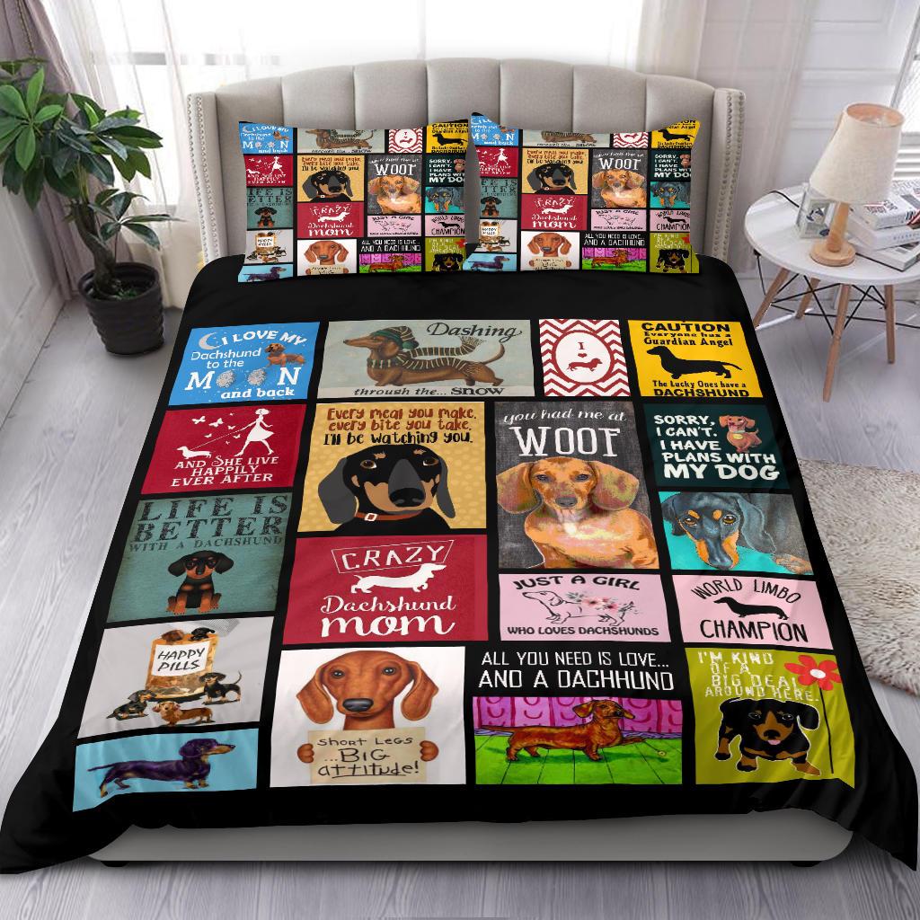Dog Bedding Set All You Need Is Love And A Dachshund Duvet Covers
