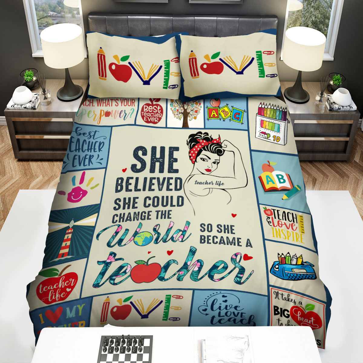 Teacher Bedding Set She Could Change The World So She Became A Teacher Duvet Covers