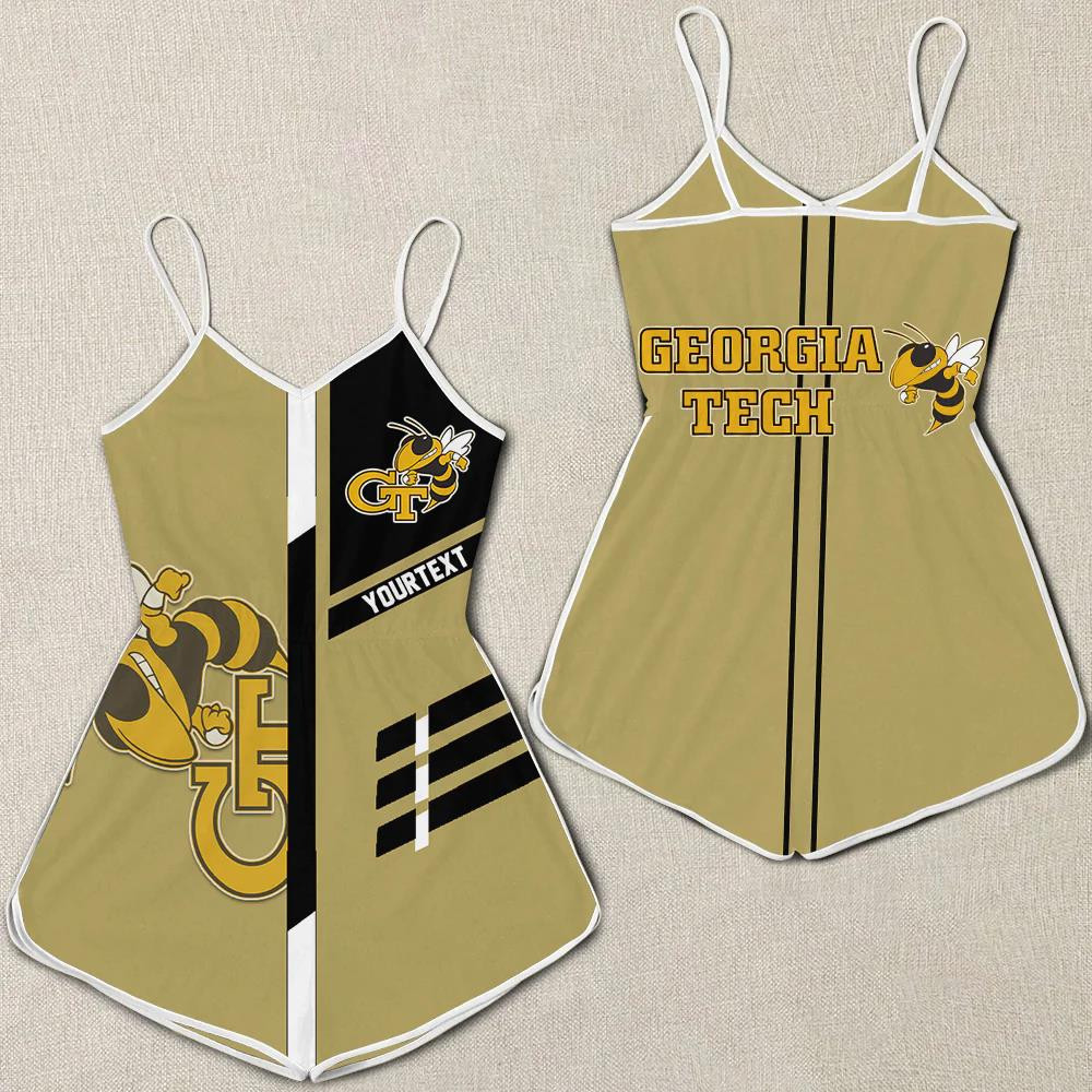 Georgia Tech Yellow Jackets Women Romper Jumpsuit 3D Printed Team Logo Pattern