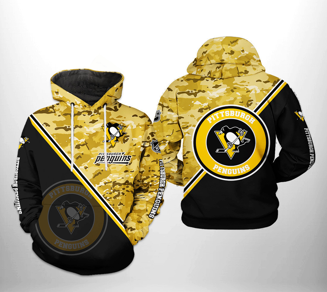 Pittsburgh Penguins Camo Team 3D All Over Print Hoodie & Zip Hoodie