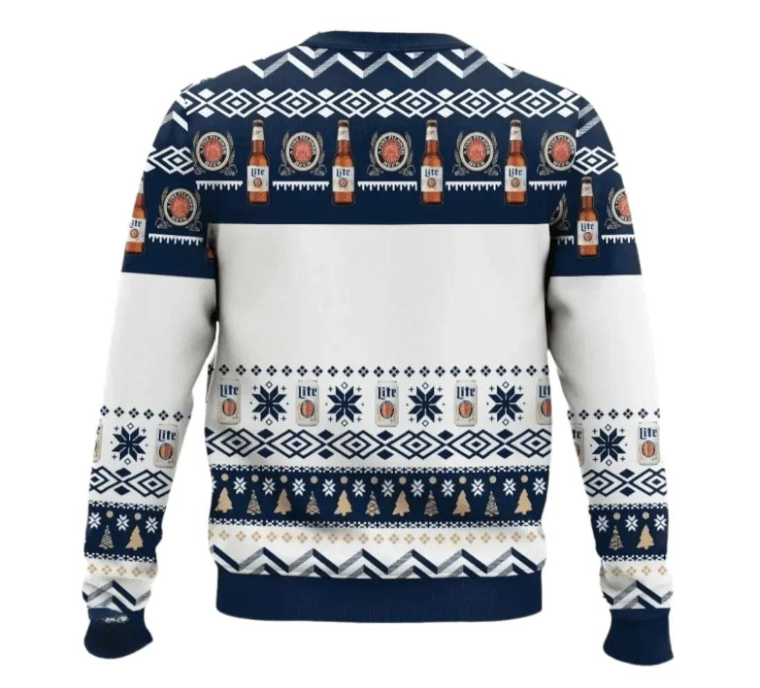 Miller Lite Drink Drank Drunk Ugly Christmas Sweater