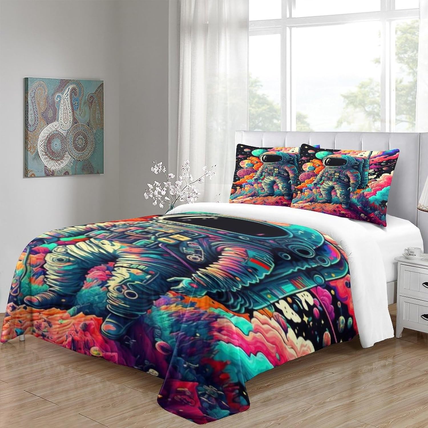 Astronaut Bedding Set Cartoon Astronaut On The Cloud Duvet Covers