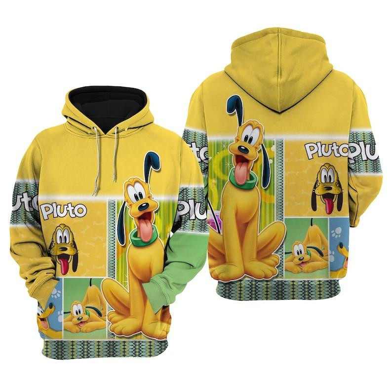 Cartoon Fan Gift, Pluto Dog Disney, Lovely Pluto Dog All Over Print Hoodie, Zip Hoodie