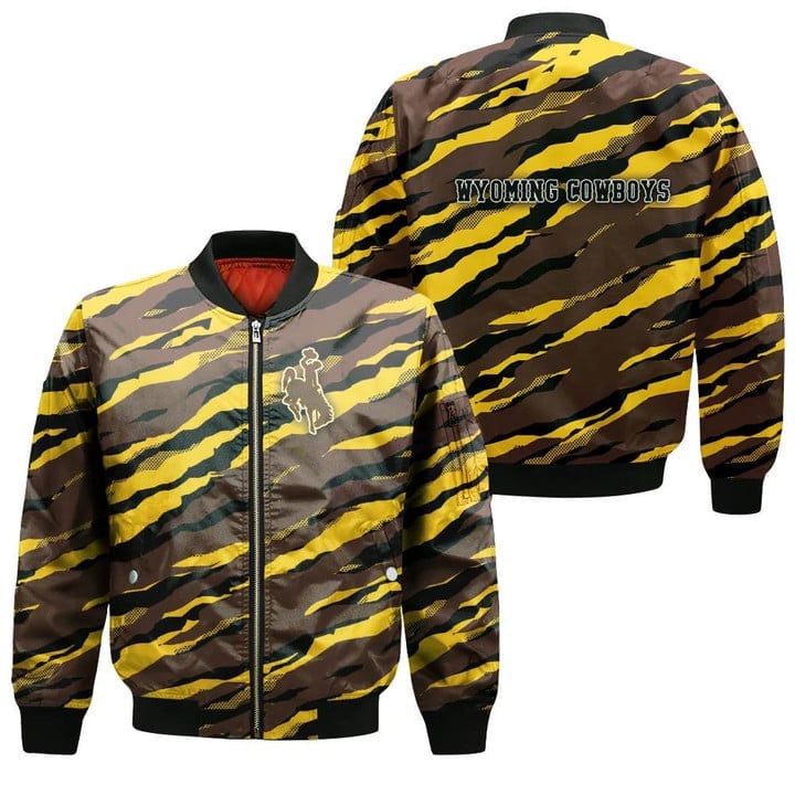 Wyoming Cowboys Sport Style Team Logo Pattern Bomber Jacket