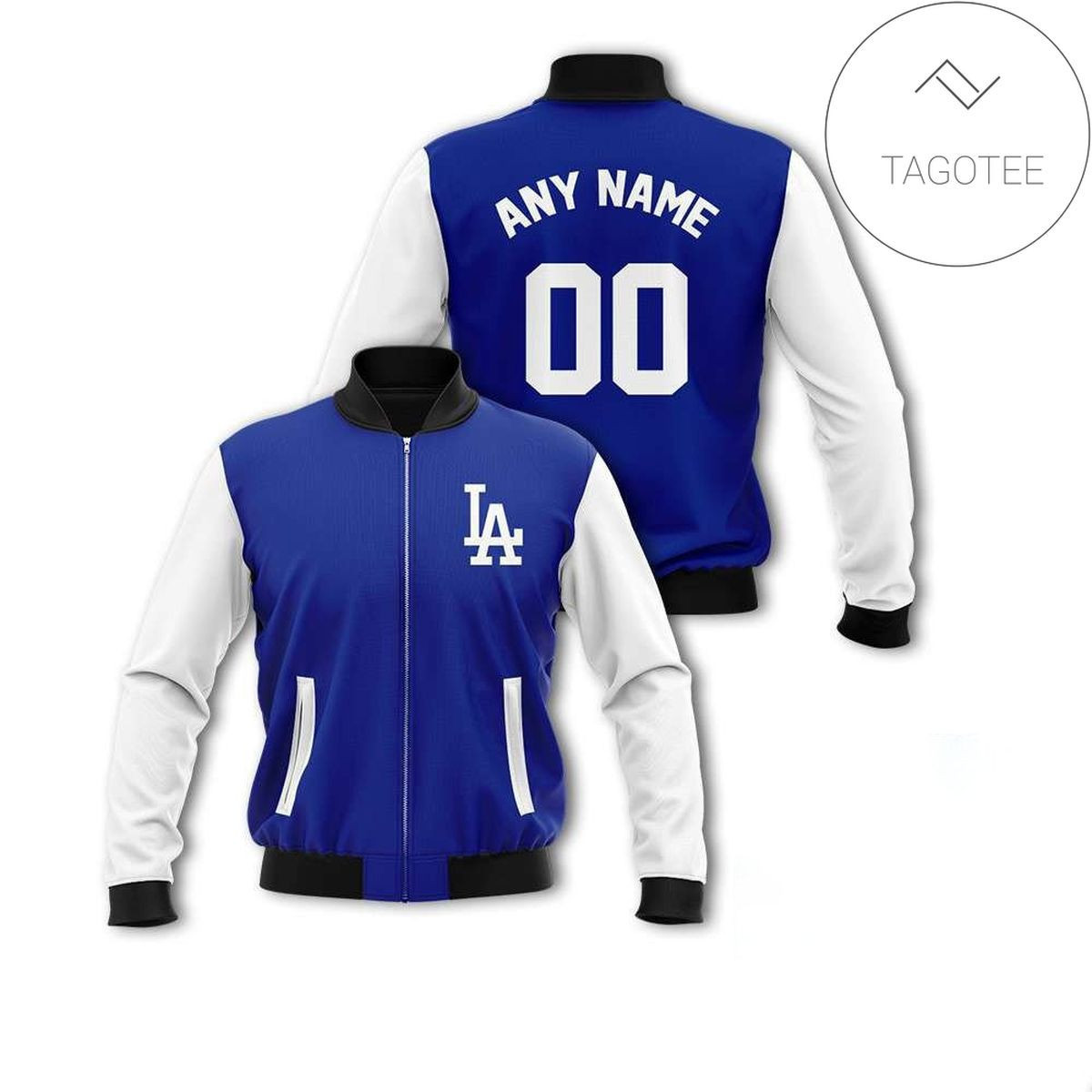 Los Angeles Dodgers Custom Name Number Blue White Bomber Jacket