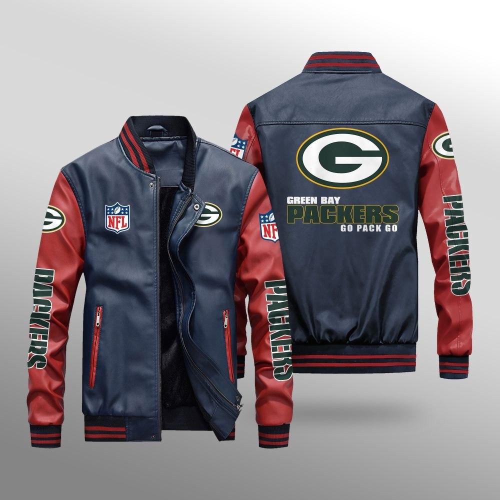 Green Bay Packers Leather Bomber Jacket BG24