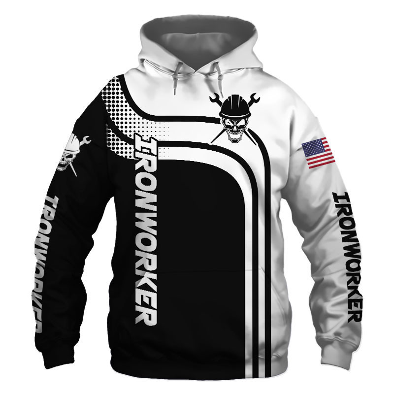 Ironworker Black US Flag 3D All Over Print Hoodie & Zip Hoodie