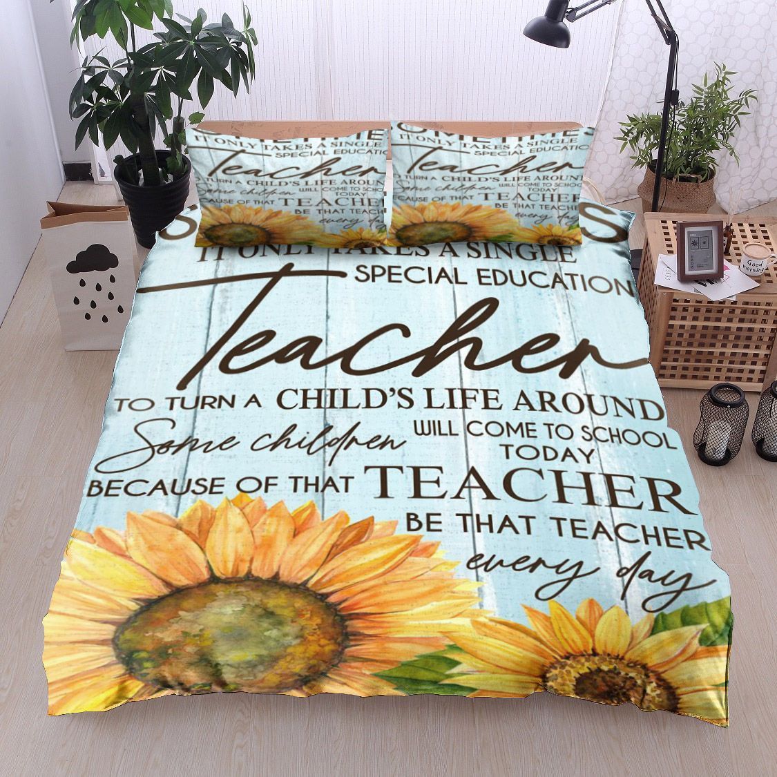 Teacher Bedding Set Teacher Turns A Child’s Life Around Duvet Covers Blue