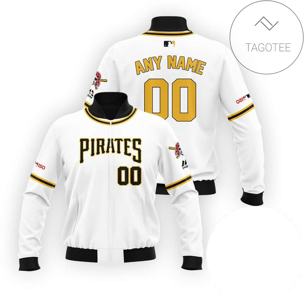 Pittsburgh Pirates Custom Name Number White Bomber Jacket